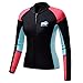 Lemorecn Women's 1.5mm Wetsuits Jacket Long Sleeve Neoprene Wetsuits Top (2047-black-10)