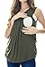 Smallshow Women's Maternity Nursing Tank Top Sleeveless Comfy Breastfeeding Clothes (M) Army Green