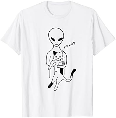 Alien holding cat T-shirt