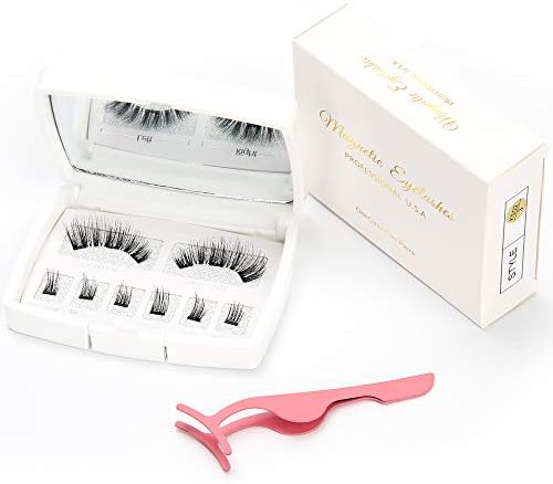 Magnetic Eyelashes with Ultra Thin 3 Magnets Light weight & Easy to Wear Reusable Artificial Eyelashes for Natural Look