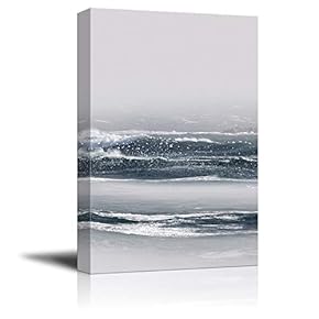 Canvas Wall Art - Abstract Seascape with Big Waves - Giclee Print Gallery Wrap Modern Home Art Ready to Hang - 12x18 inches