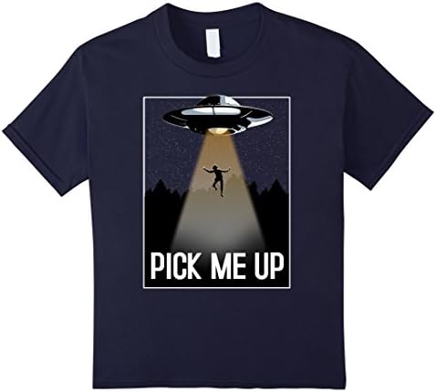 Kids Pick me up - Alien Abduction Tshirt for UFO lovers 10 Navy