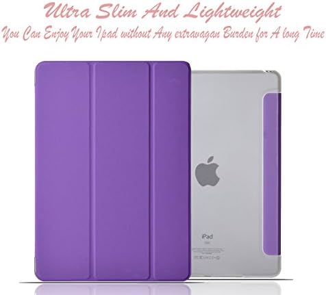Eallc iPad AIR 2/ipad 6 case--100% New and High Quality Three Folds Ultra Thin Magnetic Smart Cover [Wake/Sleep Function] &amp; Clear Back Case for The Brand New iPad Air 2 (6th Generation 2014)/US stock &amp; Free delivery (Ipad AIR 2/Ipad6 Three Folds Purple)