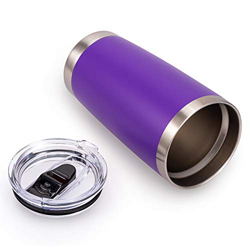 20oz Stainless Steel Tumbler with Lid and Straw, Vacuum Insulated Tumbler Cup, Double Wall Coffee Tumbler by Aloufea, Powder Coated Travel Coffee Mug, Gift for Home Office Outdoor (Purple, 1 Pack)