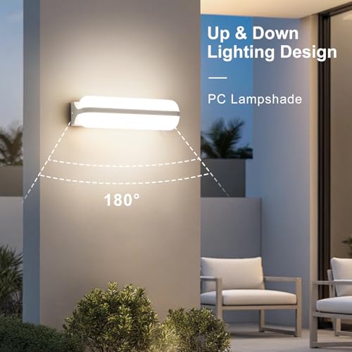 VivaLet Outdoor/Indoor Wall Light 20W 2000LM, Up & Down Lighting Wall Lamp, 4000K IP65 Outdoor Light for Humid Rooms, Balcony, Bathroom, Hallway, Basement, Garden, Toilet