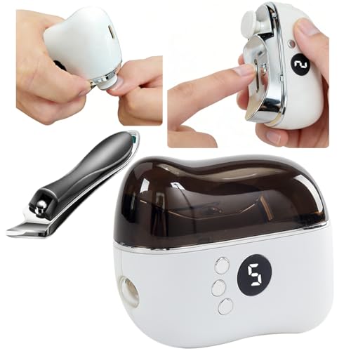 3 in 1 Electric Nail Clippers + Oblique Nail Clippers with Hard Tip LED Nail File Quiet Vibration Reduced Binder Safe for Kids Durable Perfect for Manicure Pedicure Family