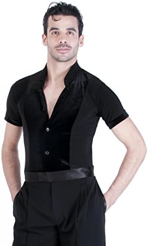 Miari Ballroom Latin Theodore Shirt (Black/Black Velvet, Large)