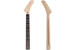 DOMOFA Banana Head Guitar Neck 22 Fret 25.5 Inch Maple Rosewood Fretboard Bolt On for Electric Guitar Parts Replacement,14" Fretboard Radius