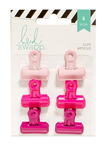 American Crafts Heidi Swapp Bulldog Clips Pinks 6 Piece