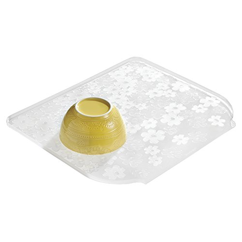 mDesign Kitchen Dish Drain Board for Pots, Pans, Glasses, Bowls -
Large, Clear
