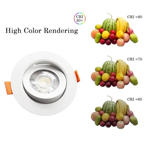 4 Pack LED Downlights - 3 Color Changing to Daylight | Natural White | Warm White - 5W Recessed Ceiling Spot Light - Round Adjustable Tilt Twist - Slim 75mm, Uses for Home, Office, Hotels, Decor