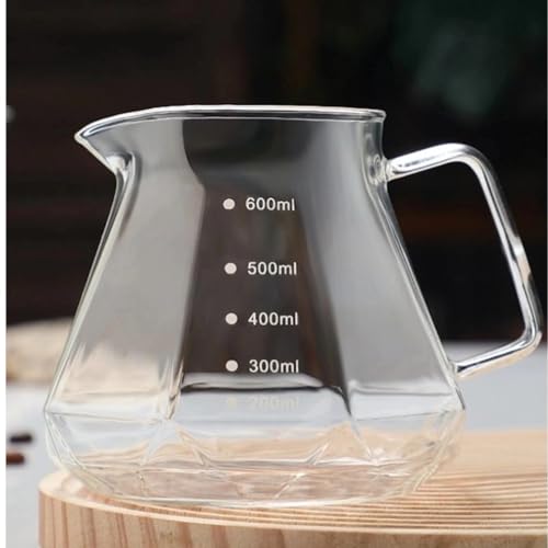 HOOPZOZA V60 Coffee Pot 600mL Pour Over Coffee Maker Set Glass Drip Filter with Tick Marks for Drip Coffee Maker Coffee Dripper (D-600-set)