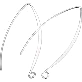 Adabele 100pcs Hypoallergenic Long V Shape Marquise Earring Hooks 45mm Sterling Silver Plated Ear Wire (Strong Wire 0.9mm/19 Gauge) DIY Craft Earrings Jewelry Making250-S