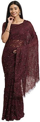 AKHILAM Women's Solid Net(Super Net) Saree with Unstitched Blouse Piece(LCAFR20_Parent)