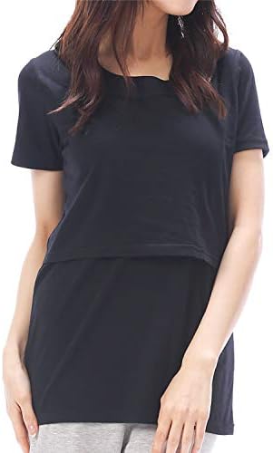 Nishiki ニシキ マタニティ トップス 半袖 授乳口付き 着たまま授乳 ストレッチ素材 授乳服 ｔシャツ 産前 産後 レディース マタニティウェア 天竺ニット