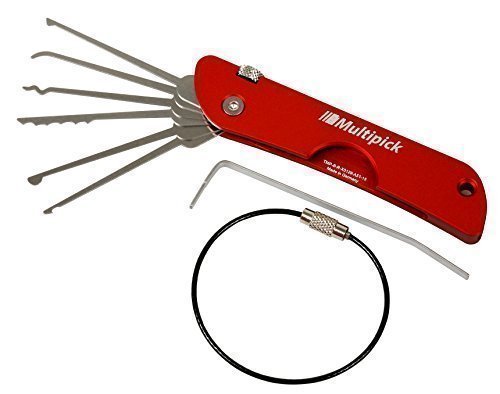 Dietrich Set | Multipick ® Red | Lockpicking Set in Profiqualität aus hochwertigstem Federstahl mit 6 Klingen - Made in Germa