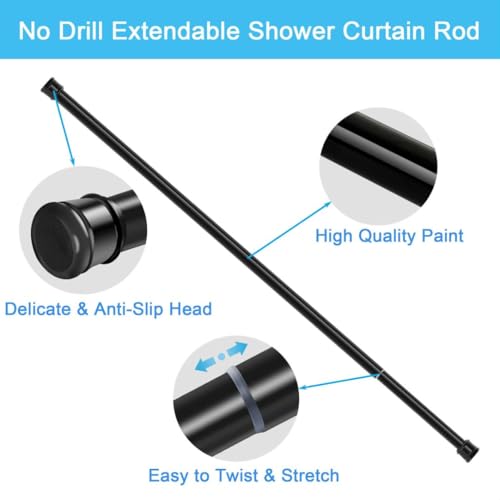 1PC Tension Rod No Drill Shower Curtain Pole Extendable Curtain Poles Shower Curtain Rail for Bathroom, Window, Door, Wardrobe, 83-160CM/32.68-62.99Inch(Diameter:25mm) White
