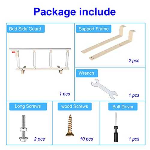 Helangel Elderly Folding Bed Rail Elderly Bed Rail for Elderly Bed Protection Barrier for Hospital Disabled 97 x 40 cm