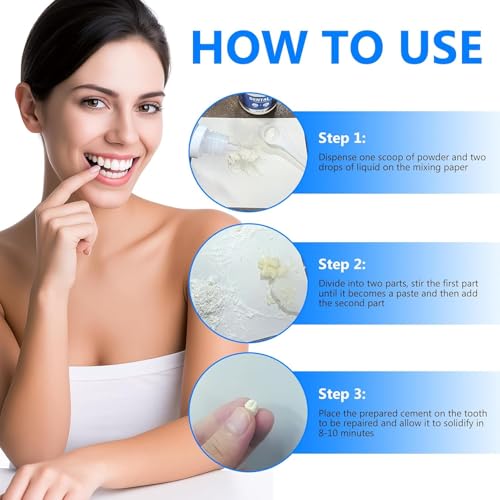 Tooth Filling Repair Kit, Temporary Tooth Repair Kit for Missing and Broken Teeth, with 4 Precision Tools, Natural Shade Emergency Smile Fix for Gaps and Chipped Molars