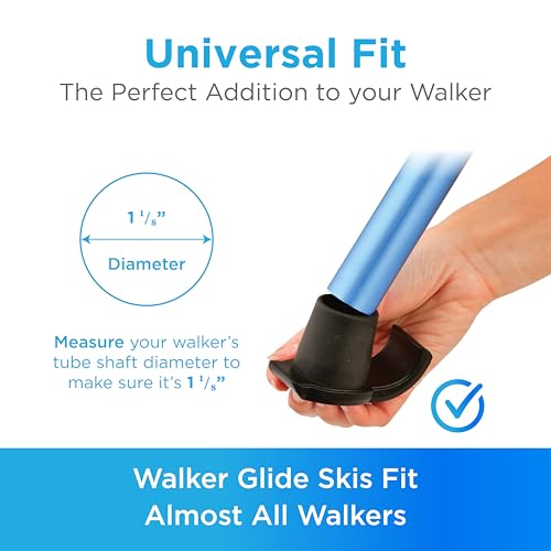 Nova Joy Walker Glide Skis for Seniors & Adults - Durable Covers for Walkers - Essential Sliders for Mobility-impaired Users - Indoor/Outdoor - Black - 1 Pair with 3 Set of Fabric Covers