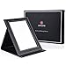 amoore Makeup Mirror Vanity Folding Tabletop Mirror with PU Leather Cushioned Cover (Large, Black)