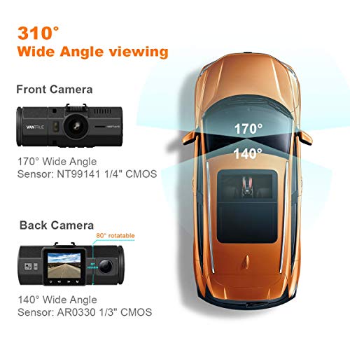 Vantrue N2 Uber Dual Dash Cam-1080P Inside and Outside Dash Camera for Cars 1.5