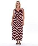 Allora Women's Plus Size Chevron Maxi Dress (1X, Coral/Black)