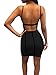 TOB Women's Sexy Bodycon Spaghetti Strap Sleeveless Patchwork Mini Club Dress Black