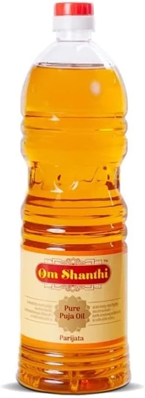 Oil Lamps & Accessories - Cycle Pure Om Shanthi Puja Oil (Diya/Lamp Oil) - 500 ML - Blend of 5 Puja Oils with Parijatha Fragrance for Daily Puja, Festivals