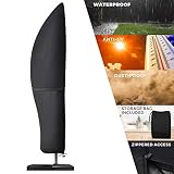 Homitt Patio Umbrella Cover, Cantilever Outdoor Umbrellas Cover, Offset Market Durable Umbrella Cover, Parasol Waterproof Umbrellas Cover with Zipper, Suitable for 7ft to 11ft(Black)