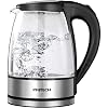 Pritech Elektrische waterkoker van glas, 1630 W, snel voor thee, automatische uitschakeling, BPA-vrij en kalkfilter…