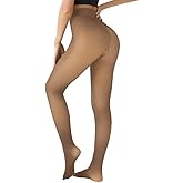 Dogess Women Fleece Lined Tights Warm Fake Translucent High Waist Pantyhose One Seam Thermal Outdoor Leggings Winter 6Colors