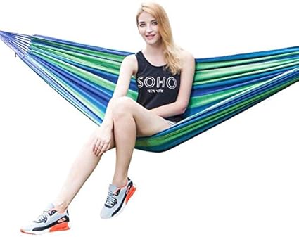 FAINLIST Portable Durable Comfortable Woven Nylon Rainbow Swing Hammock Outdoor Camping Supplies