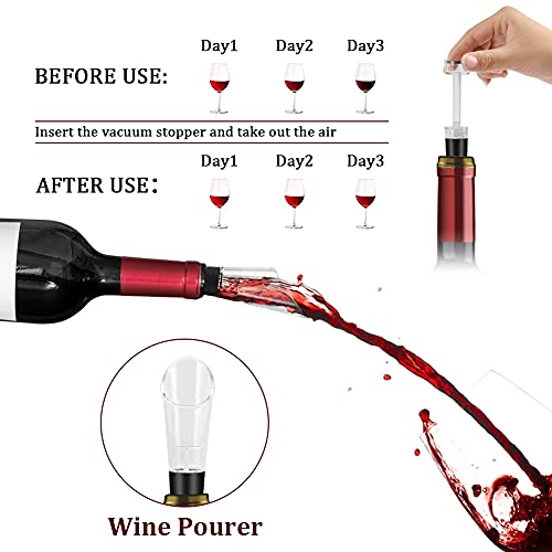 Delicacy Electric Wine Opener Set,Rechargeable Wine Opener Set with Charging Base,One-click Button Wine Bottle Corkscrew Opener with Wine Pourer, Vacuum Stopper and Foil Cutter (Batteries Included)
