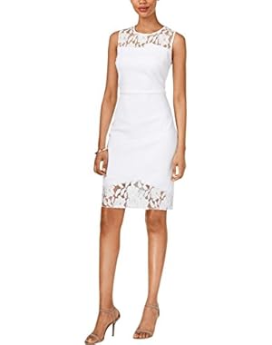 Womens Illusion-Lace Sleeveless Wear to Work Dress