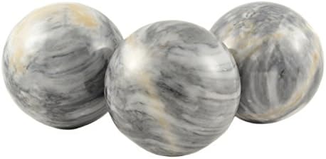 Grey Marble Handmade Ball/Sphere Set (3 Balls), 3"