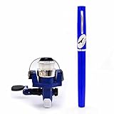 PiscatorZone Pocket Pen Rod Fishing Rod and Reel Combos: Travel Mini Rod/Sea Fishing Rod + #2000 Aluminum Spinning Fishing Reel + Fishing Line-Carbon Fiber Telescopic Lightweight and Compact(Blue)