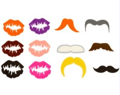 WELLSKEY Creative Silicone Drink Markers Kiss &amp; Mustache Style, Set of 48