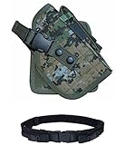 Ultimate Arms Gear Woodland Digital Camo Camouflage MOLLE Cross Draw Holster, Right Handed, Fits CZ CZ-75 Pistols + Pistol Mag Pouch Web Duty Belt