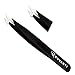 Ruvanti Tweezers 4 Pieces Set for Men/Women - Best for Plucking Eyebrow Facial & Ingrown Hairs, Slant Tip Pointed Straight & Precise - Black