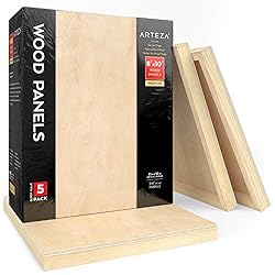 Arteza Wooden Canvas Board, 8x10 Inch, Pack of