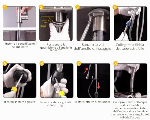 Kitchen Sink Tap with 3 Modes, Kitchen Mixer Tap with Pull-Out Shower, 50 cm, 360° Swivel Spout, SUS 304 Kitchen Tap, Kitchen Taps with G3/8 Inch Connection