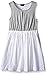 Calvin Klein Little Girls' Stretch Jersey Dress with Poplin Eyelet Skirt, Gray, 6