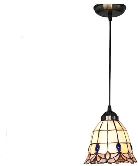Tiffany Style Mini Pendant Light 7 Inch Natural Shell Tubular