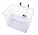 Ohuhu Rust-Proof Quick Release Front Handlebar Bicycle Lift Off Basket/Wire Mesh Bike Basket with Holder, Mesh Bottom, White