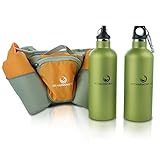 Hydration Belt with 2 16oz BPA Free Bottles - Water Bottle Holder - Roomy Zip Pouch for iPhone & Essentials - Ideal for Runners and Hikers - Lightweight & Comfortable to Wear While Running and Hiking