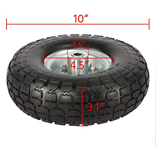 Yaheetech Solid Wheelbarrow Tires Sack Truck Cart Wheel 5/8-inch Bearings for Wagon/Lawn/Garden/Beach/Trolley 4/8/12 Pack 10-inch (8)