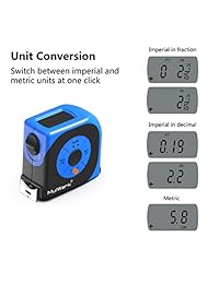 MulWark   Cinta métrica digital de 131.2 ft, pantalla LCD grande con retroiluminación, conversión de pies pulgadas unidad métrica, cálculo de centro, medición interior exterior, cinta métrica para construcción