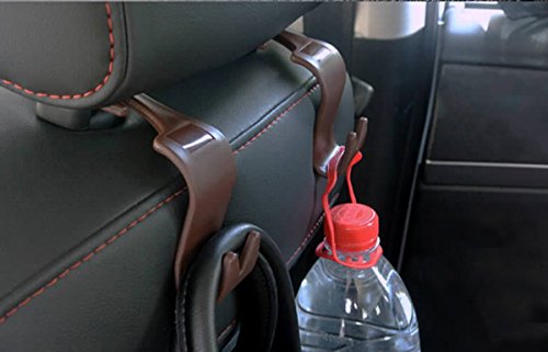 Follicomfy Car Headrest Hanger Auto Universal Organizer Back Seat Storage Hooks (Set of 4,Brown)
