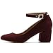 Ollio Womens Shoe Faux Suede Basic Chunky Mid Heel Ankle Strap Pumps